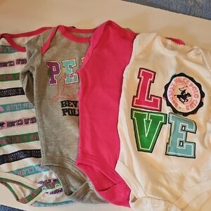 Bundle - Beverly Hills Polo Club Bodysuits X4  - Pink, Gray, White, & Stripped